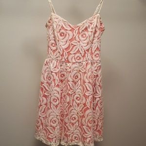 Adorable coral lace sun dress